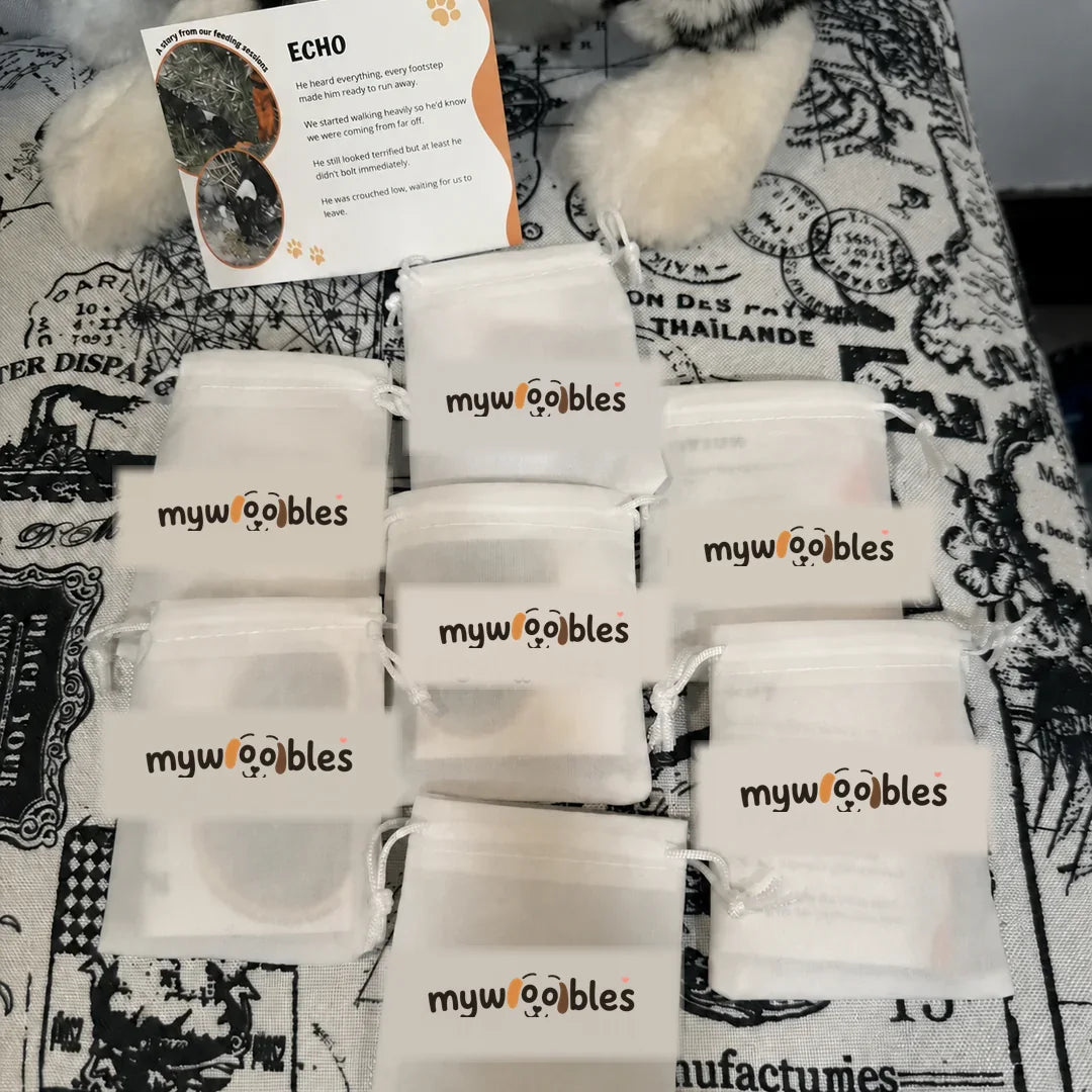 mywoobles pouches photographed by a customer