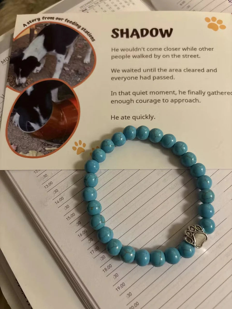 mywoobles bracelet with card photographed by a customer